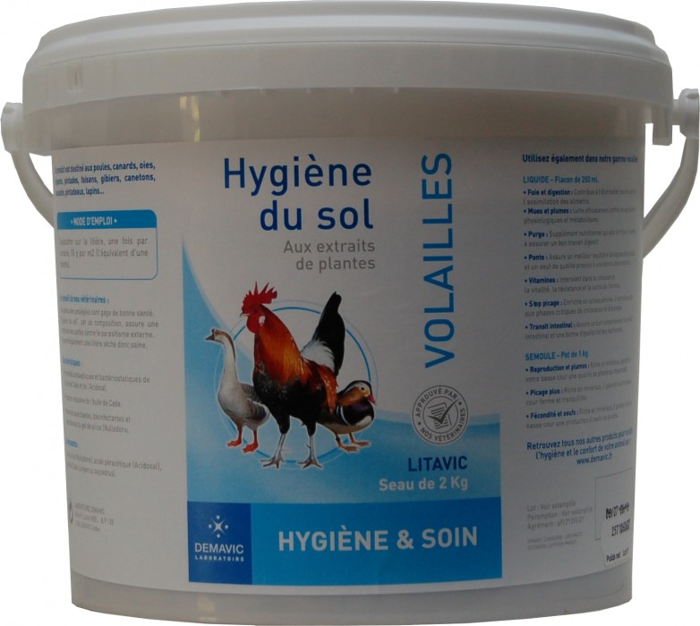 LITAVIC Hygiène du sol Volailles Seau de 2 KG LITAVIC Hygiène du sol Volailles Seau de 2 KG