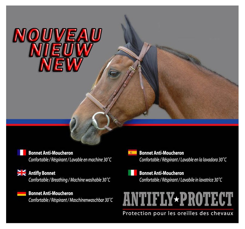 ANTIFLY PROTECT Bonnet Anti-mouches anatomique Chevaux