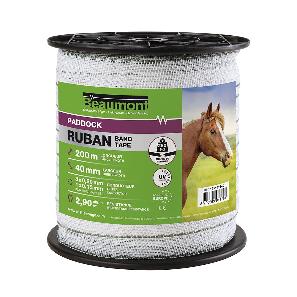 Ruban PADDOCK Blanc 40 mm / 200 m