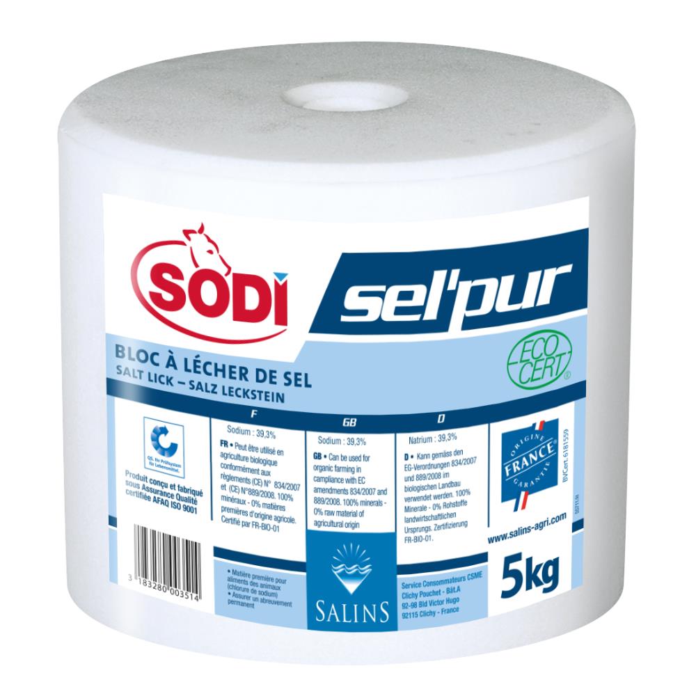 SODI SEL'PUR Bloc de sel à lécher 5 kg